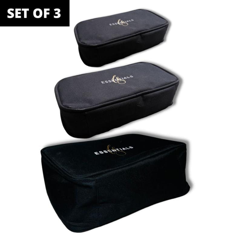 Set Of 3 - Compact Vanity Organizer with Transparent Lid (3 Bags)